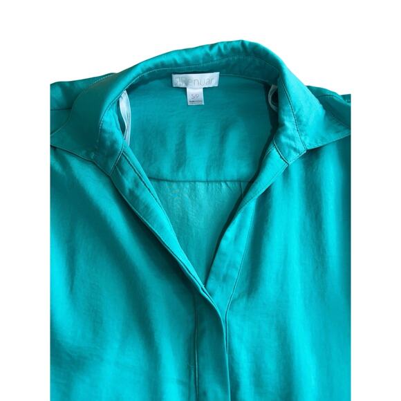 Renuar Jade Airflow Blouse Sz Small3/4 V-Neck Roll Tab Sleeves Oversized Top - Picture 3 of 9
